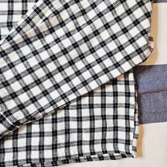 Ardene Cotton Flannel Cropped Plaid Shirt Jacket Black And White Large - Picture 10 of 11